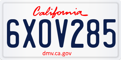 CA license plate 6XOV285