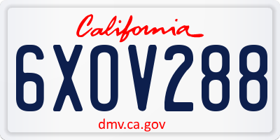 CA license plate 6XOV288