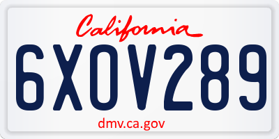 CA license plate 6XOV289