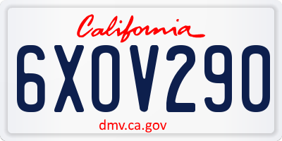 CA license plate 6XOV290