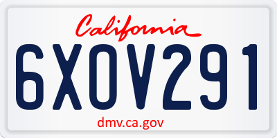 CA license plate 6XOV291