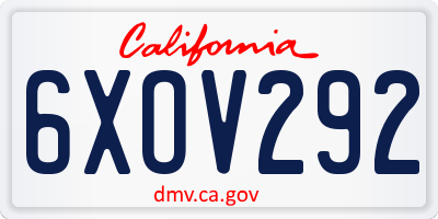 CA license plate 6XOV292