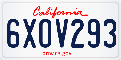 CA license plate 6XOV293