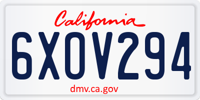 CA license plate 6XOV294