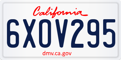 CA license plate 6XOV295