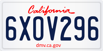 CA license plate 6XOV296
