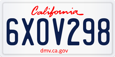 CA license plate 6XOV298