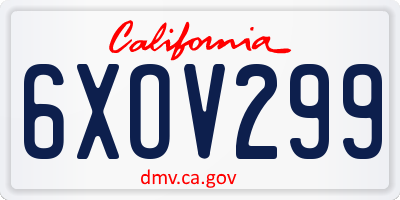 CA license plate 6XOV299