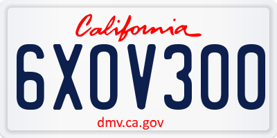 CA license plate 6XOV300