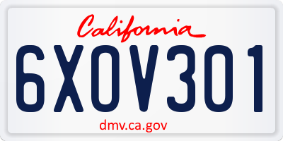 CA license plate 6XOV301