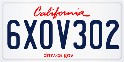 CA license plate 6XOV302