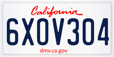 CA license plate 6XOV304