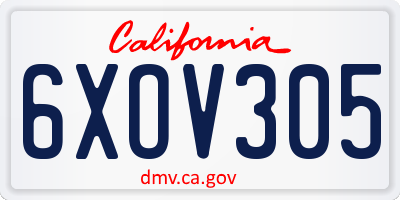 CA license plate 6XOV305