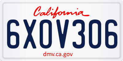 CA license plate 6XOV306