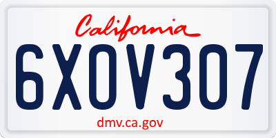 CA license plate 6XOV307