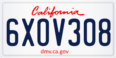 CA license plate 6XOV308