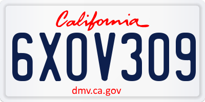 CA license plate 6XOV309