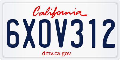 CA license plate 6XOV312