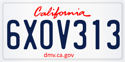 CA license plate 6XOV313