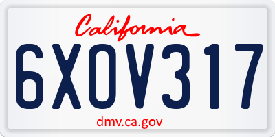 CA license plate 6XOV317