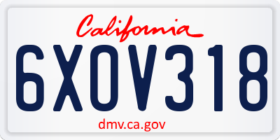 CA license plate 6XOV318