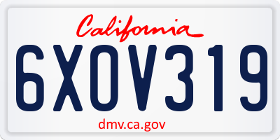 CA license plate 6XOV319