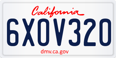 CA license plate 6XOV320