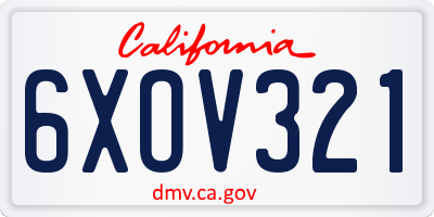 CA license plate 6XOV321