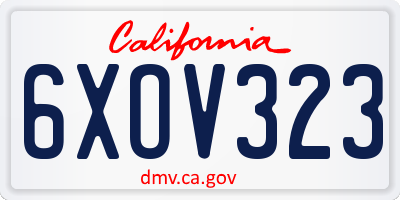 CA license plate 6XOV323