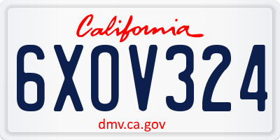 CA license plate 6XOV324