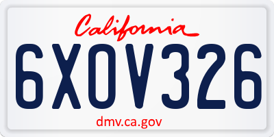 CA license plate 6XOV326
