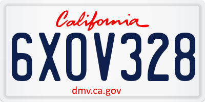 CA license plate 6XOV328