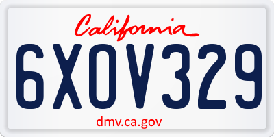 CA license plate 6XOV329