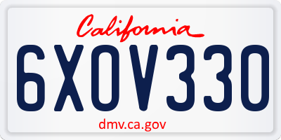 CA license plate 6XOV330
