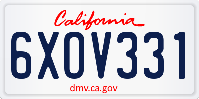 CA license plate 6XOV331