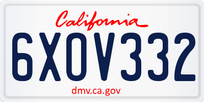CA license plate 6XOV332