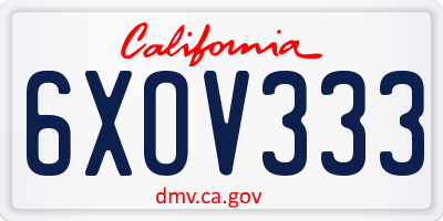 CA license plate 6XOV333