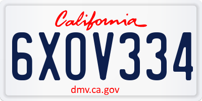 CA license plate 6XOV334