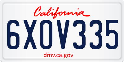 CA license plate 6XOV335