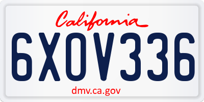 CA license plate 6XOV336
