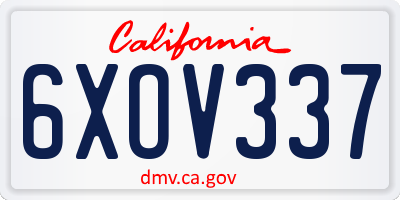 CA license plate 6XOV337