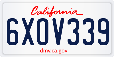 CA license plate 6XOV339