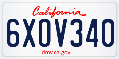 CA license plate 6XOV340