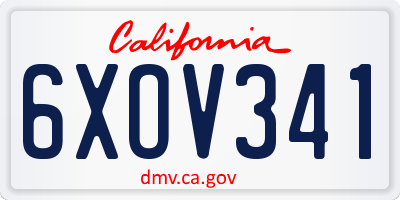 CA license plate 6XOV341