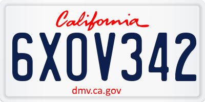CA license plate 6XOV342