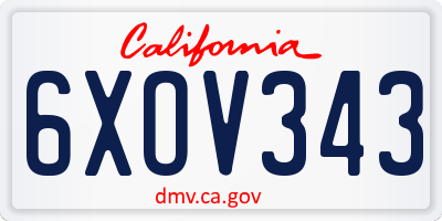 CA license plate 6XOV343