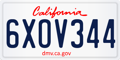 CA license plate 6XOV344