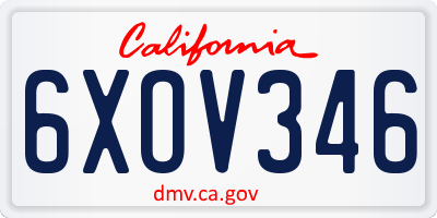 CA license plate 6XOV346