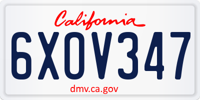CA license plate 6XOV347