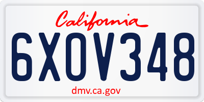 CA license plate 6XOV348
